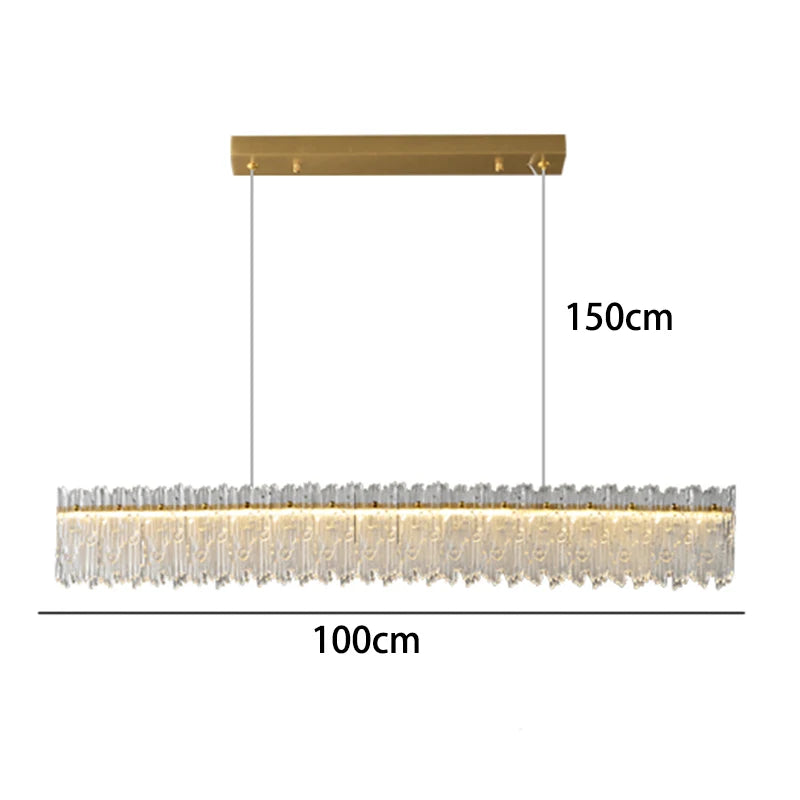 Textured Crystal Linear Chandelier LED Kitchen Island Light 100cm & 120cm