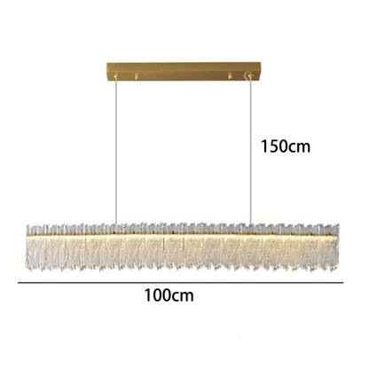 Textured Crystal Linear Chandelier LED Kitchen Island Light 100cm & 120cm