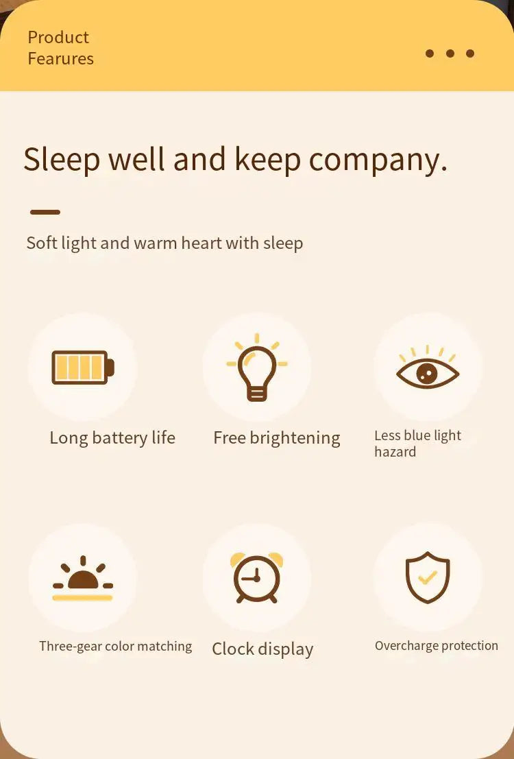 LED Desk Lamp with Clock – USB Rechargeable Touch Dimmer Bedside