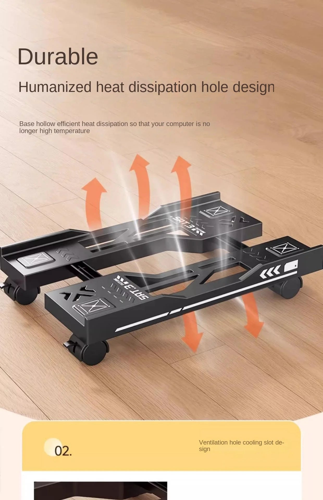 Adjustable CPU Stand with Wheels – Rolling PC Tower Holder