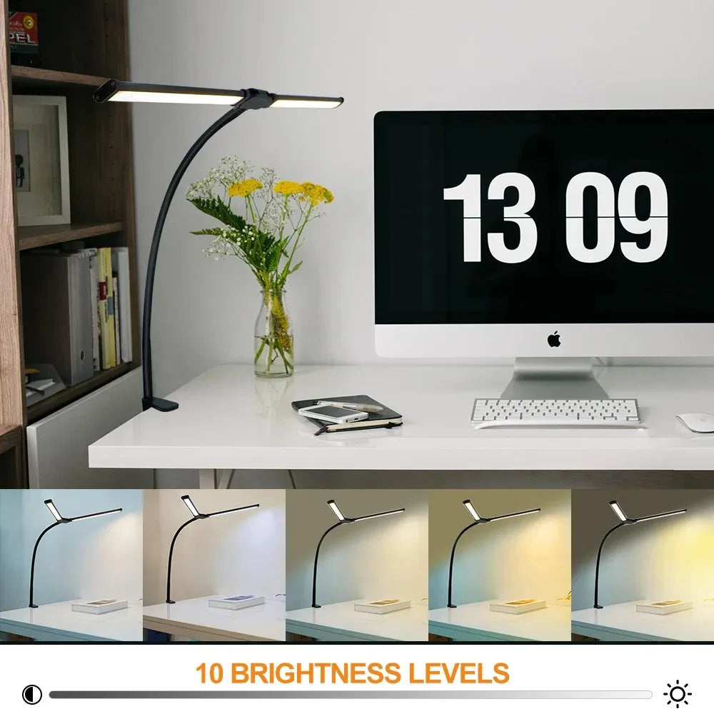 LED Architect Desk Lamp – Double Head Gooseneck 5 Colour Dimmer