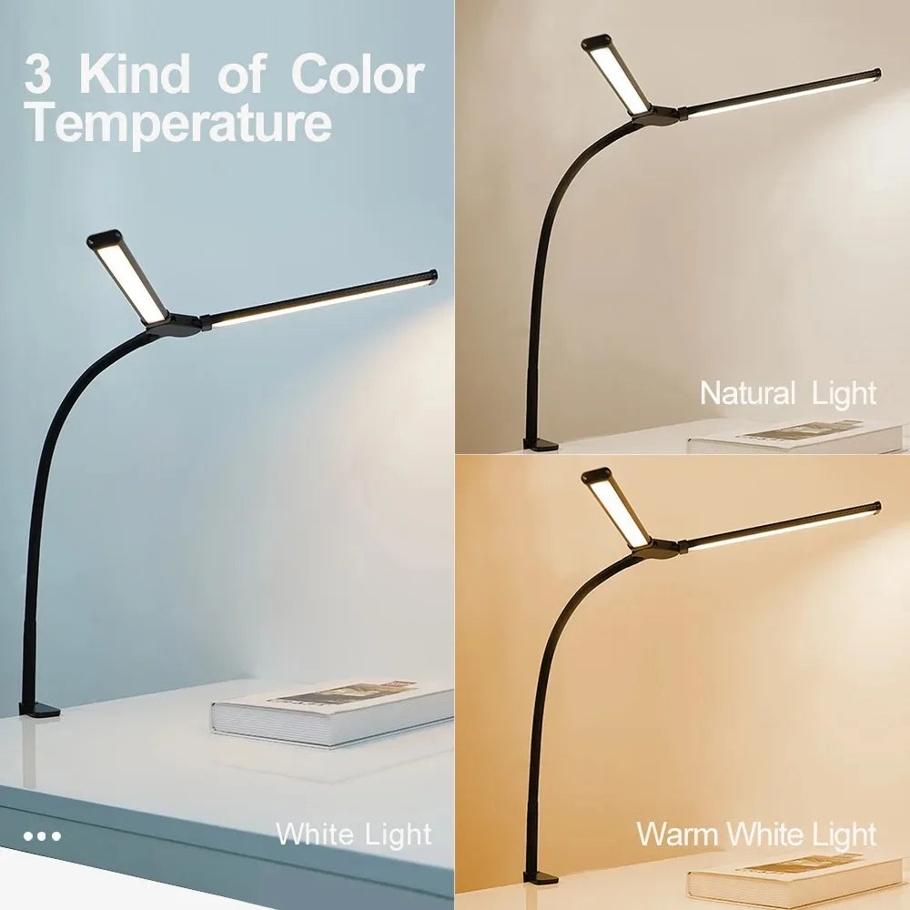 LED Architect Desk Lamp – Double Head Gooseneck 5 Colour Dimmer