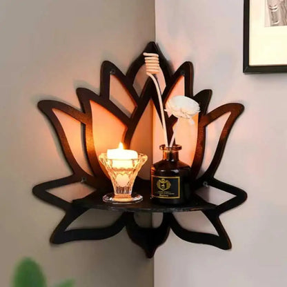 Wooden Lotus Hollow Decorative Rack Aromatherapy Organiser Essential Oil Candle Holder Wall