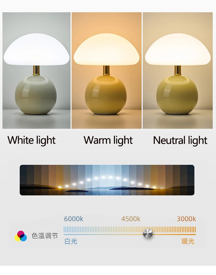 Ceramic Mushroom Table Lamp Bedside Bedroom Nightstand