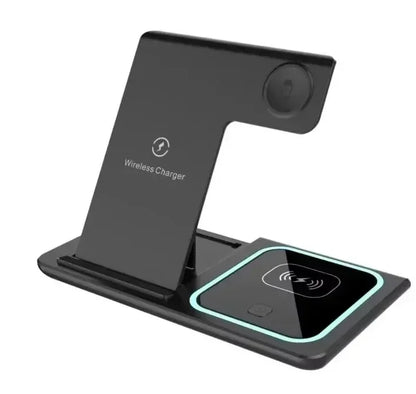 Foldable Phone Wireless Charger Fold-Flat Portability Charges 3 Devices Fast Charging