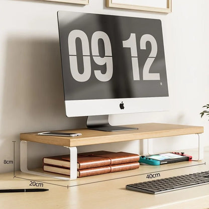 Monitor Stand Riser with Storage Shelf Wooden Wood Wall Decor Desk Accessory Home Office