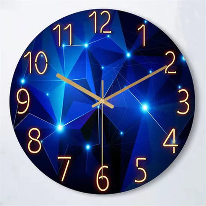 Geometric Tempered Glass Wall Clock Silent Quartz Movement Ready to Hang Bedroom Living Room