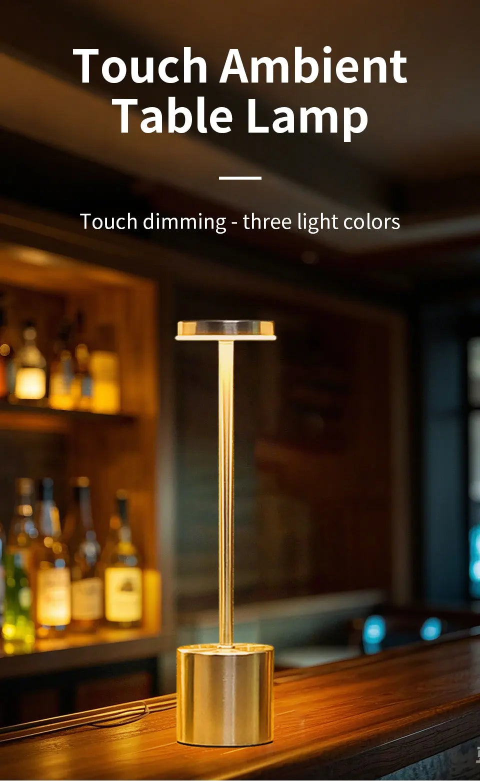 USB Rechargeable Desk Lamp – Touch Stepless Dimmer 3 Colour Modes