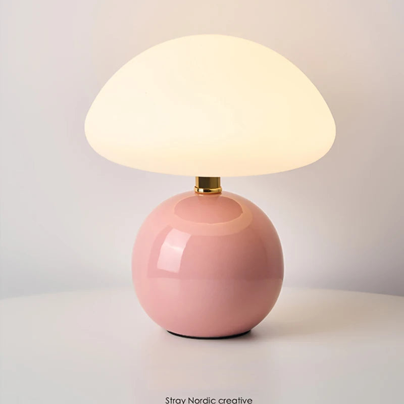 Ceramic Mushroom Table Lamp Bedside Bedroom Nightstand