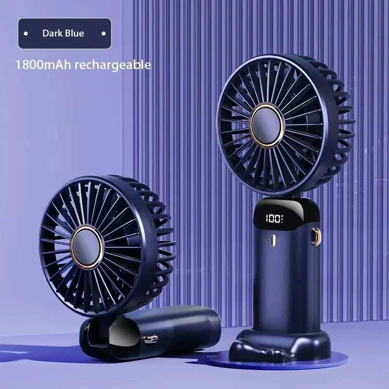 Portable Handheld Mini Fan Foldable Neck Hanging Fans Speed USB Rechargeable with Phone Stand and