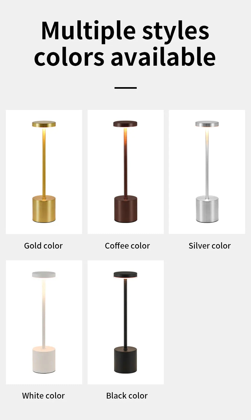 USB Rechargeable Desk Lamp – Touch Stepless Dimmer 3 Colour Modes