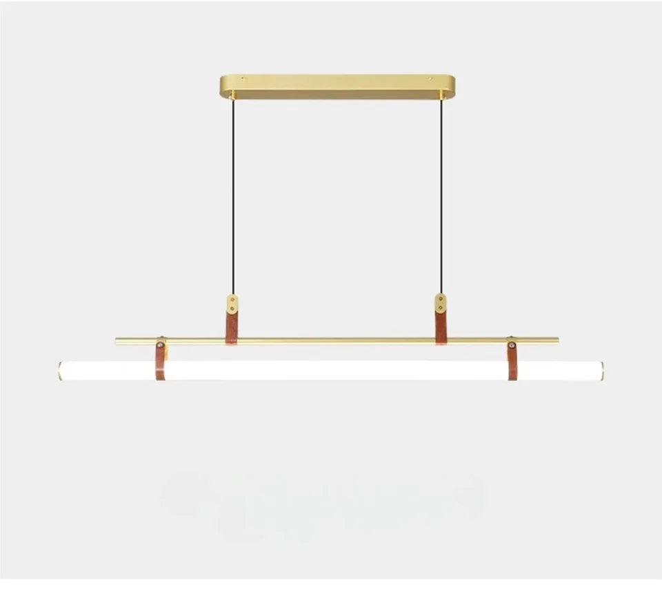 Linear LED Pendant Light Leather Dining Kitchen Island Lamp