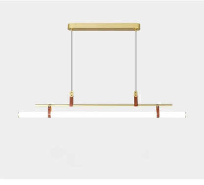 Linear LED Pendant Light Leather Dining Kitchen Island Lamp