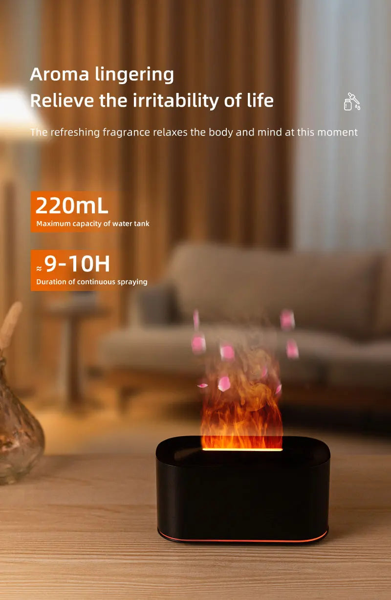 Flame Essential Oil Diffuser – LED Aromatherapy Humidifier