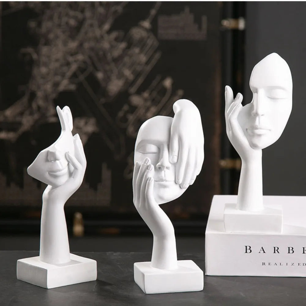 Nordic Resin Abstract Statue Desktop Ornament Sculpture Figurine Face Art Home Office Decor Gift
