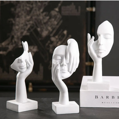Nordic Resin Abstract Statue Desktop Ornament Sculpture Figurine Face Art Home Office Decor Gift