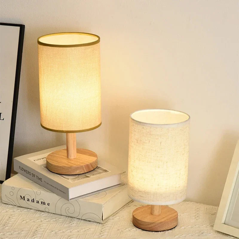 Chinese-Style Fabric Bedside Lamp