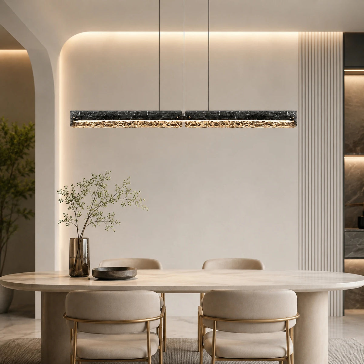 Linear Glass Pendant Light Rectangular Kitchen Island