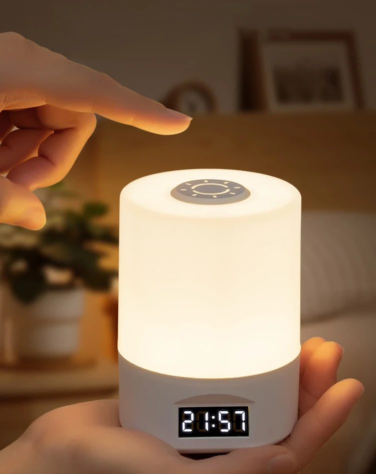 LED Desk Lamp with Clock – USB Rechargeable Touch Dimmer Bedside