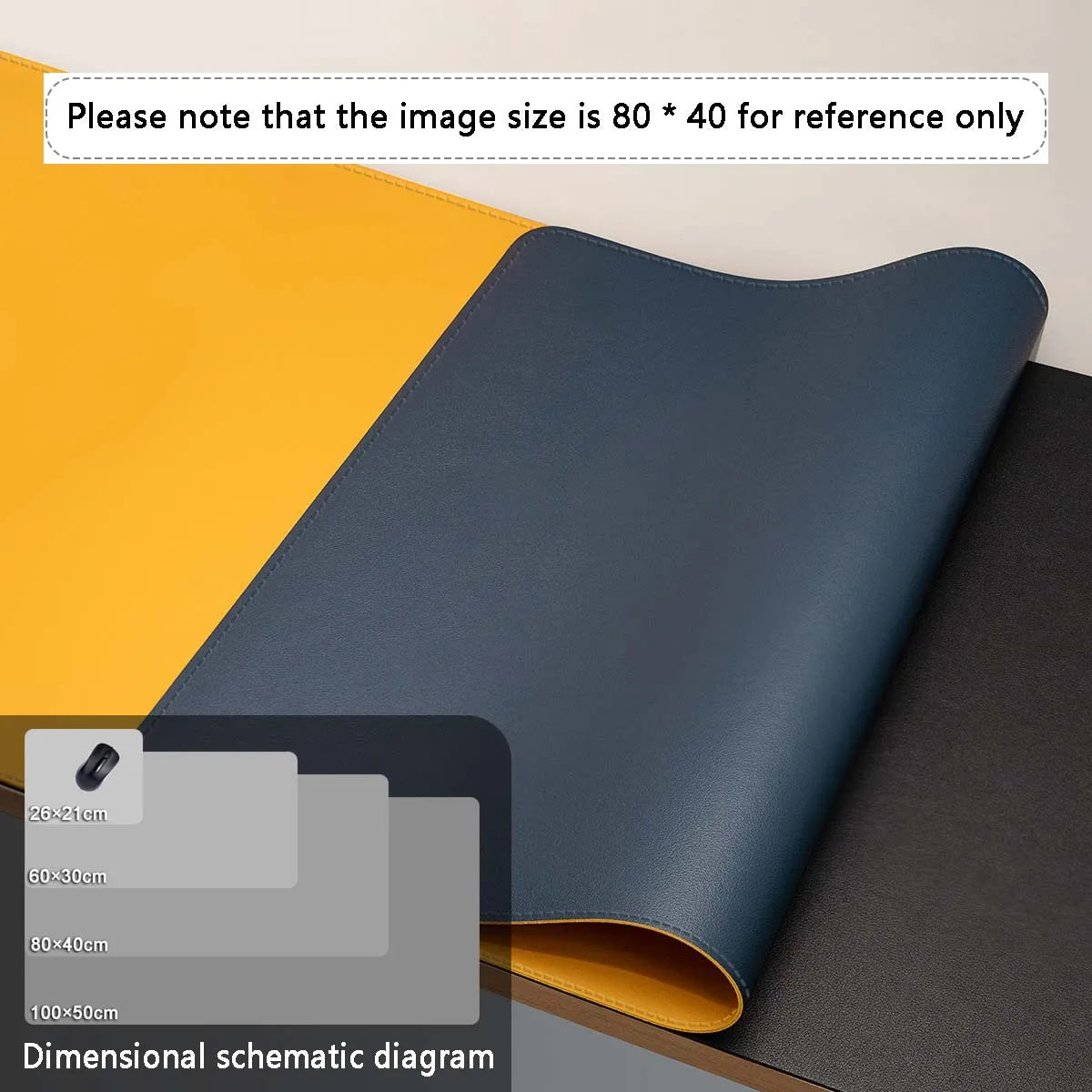 Two-Tone PU Leather Desk Mat – Large Waterproof Mouse Pad