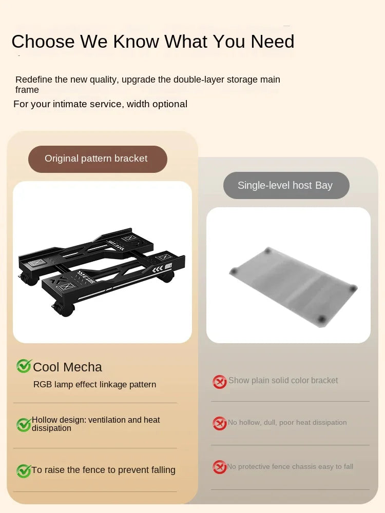 Adjustable CPU Stand with Wheels – Rolling PC Tower Holder