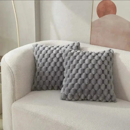 Pineapple Grid Turtle Pattern 3D Soft Plush Throw Pillowcase Cream White For Living Room Sofa