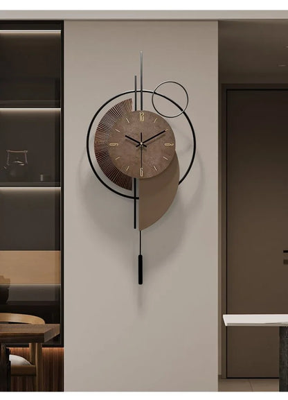 Large Modern Wall Clock with LED Light Living Room Decor
