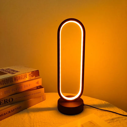 Ring LED Bedside Lamp 3-Color Night Light Aluminium Dimmable Living Room USB Indoor Lighting