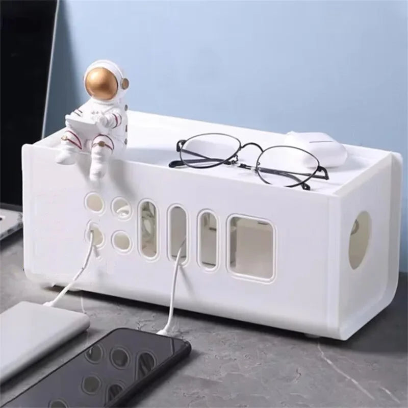 Cable Management Box Power Strip Organizer Desk Organiser Home Office Storage