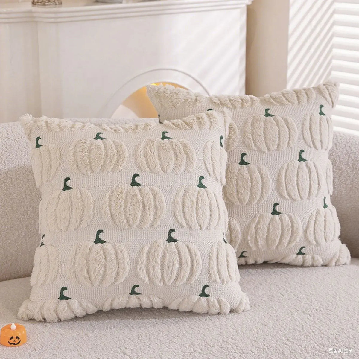 Fall Halloween Throw Pillow Covers Decorative Pumpkin Pattern Pillowcase Soft Plush Faux