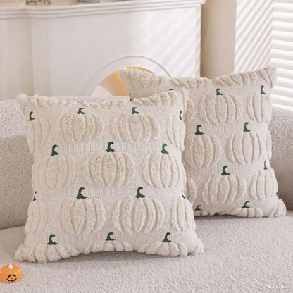 Fall Halloween Throw Pillow Covers Decorative Pumpkin Pattern Pillowcase Soft Plush Faux