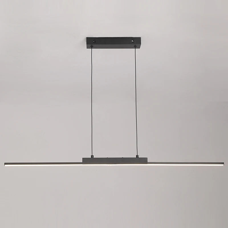 Modern Linear LED Pendant Light Dining Room Kitchen Bar Adjustable Height Tri-Color Chandelier