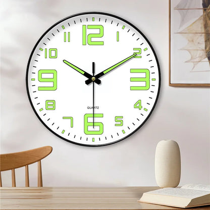 Luminous Hole-Free Wall Clock Glow-In-The-Dark Hands Silent Quartz Movement Home Decor