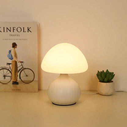 Minimalist Mushroom Table Lamp Three-Colour Modes Infinite Dimming Cosy Atmosphere Adjustable