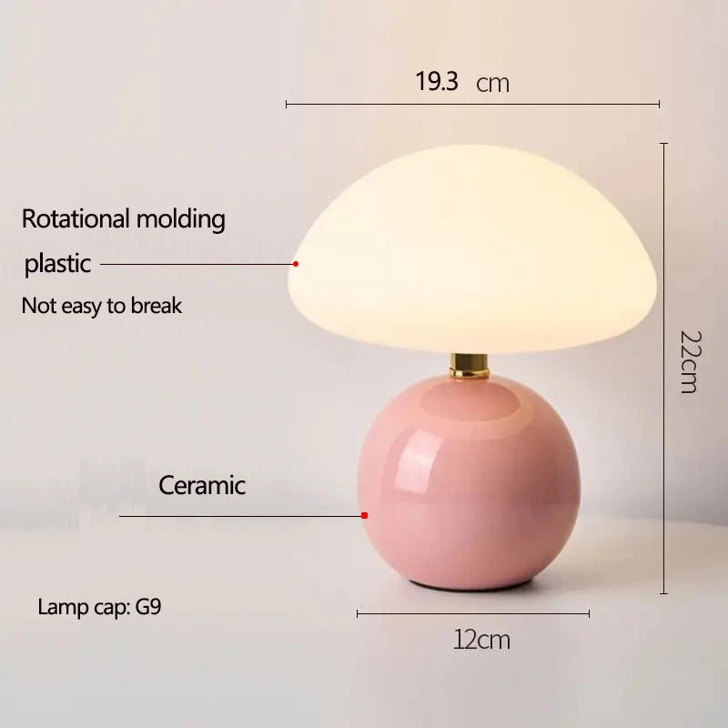 Ceramic Mushroom Table Lamp Bedside Bedroom Nightstand