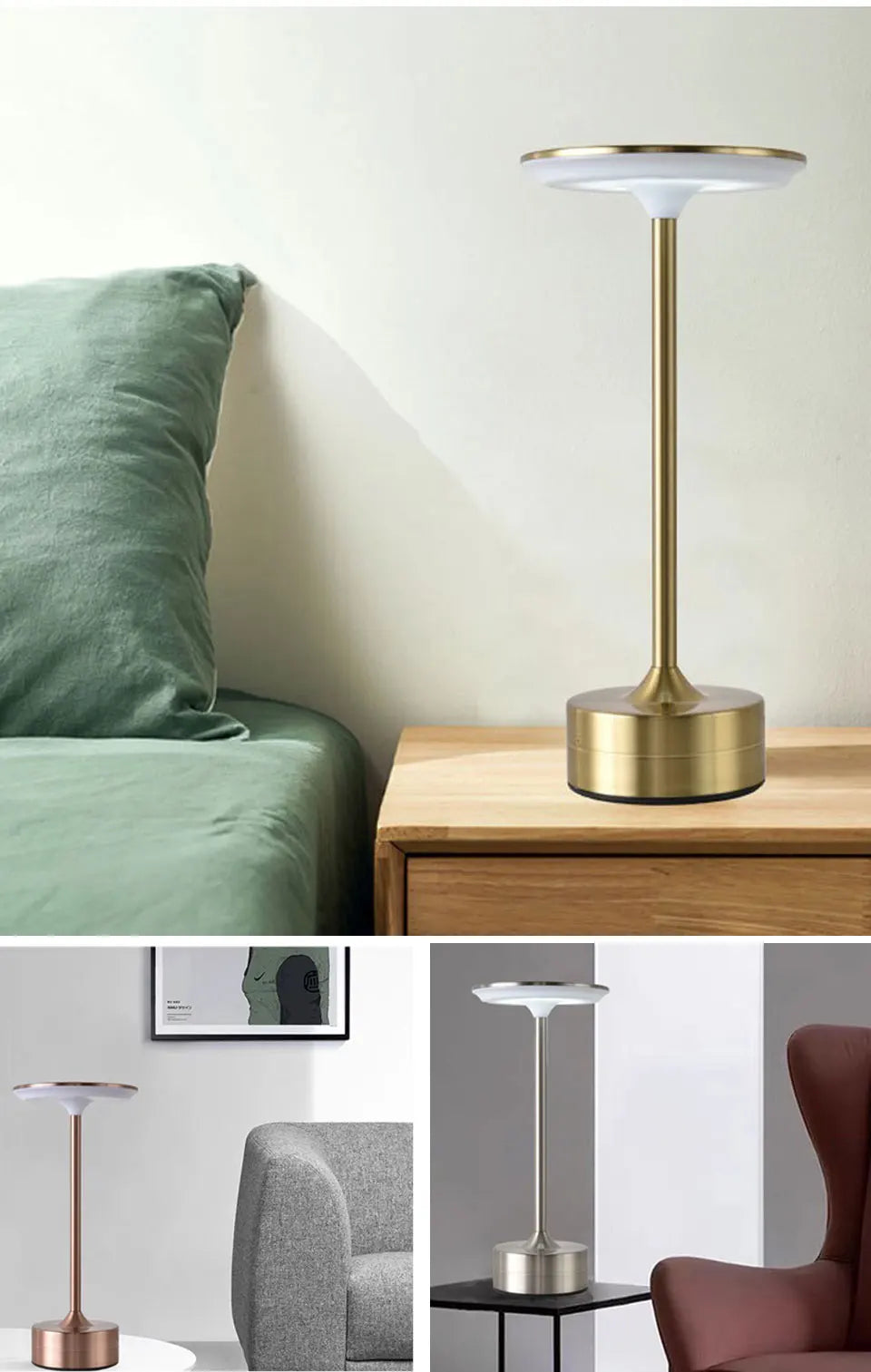 Rechargeable LED Table Lamp Touch Sensor Night Light Portable Cordless Bedroom Reading Desk