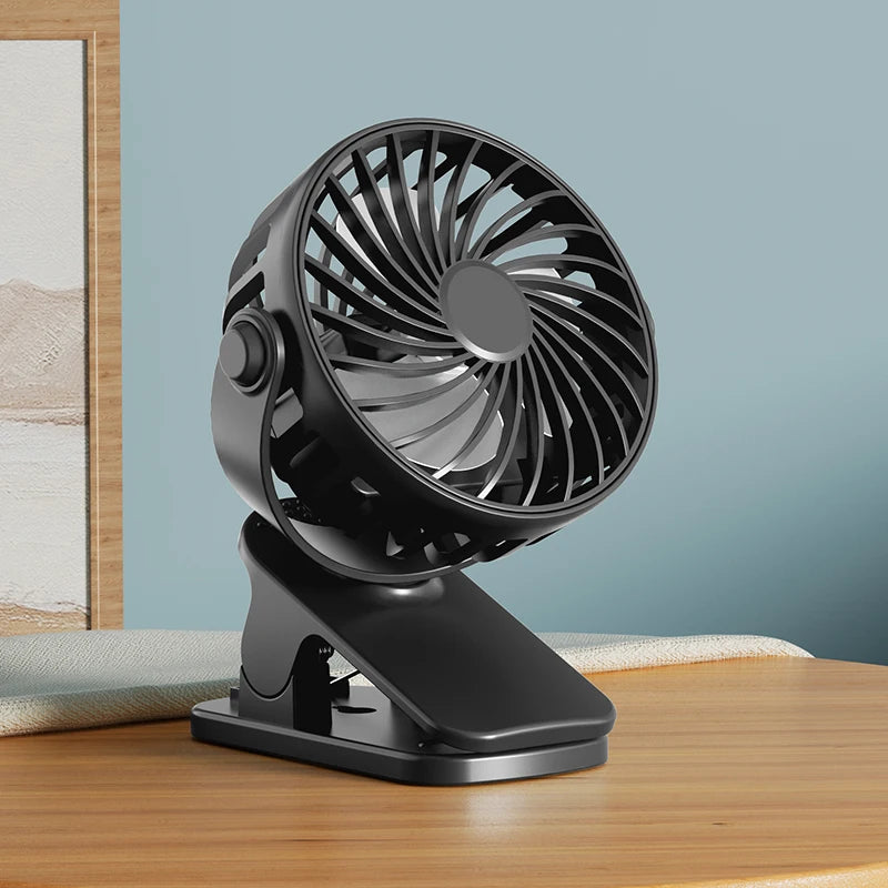 Portable Rechargeable Clip Fan 720° Rotatable Hanging with Night Light Air Cooler for Outdoor