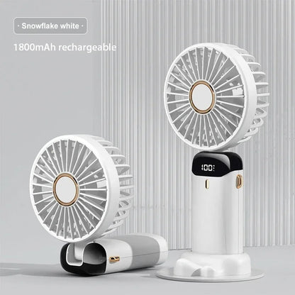 Portable Handheld Mini Fan Foldable Neck Hanging Fans Speed USB Rechargeable with Phone Stand and
