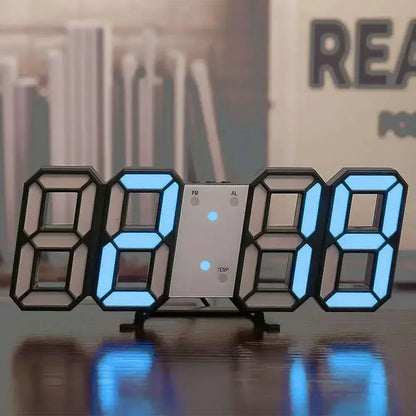 3D LED Digital Wall Clock Glow Night Mode Adjustable Display Aesthetic Room Decor Bedroom