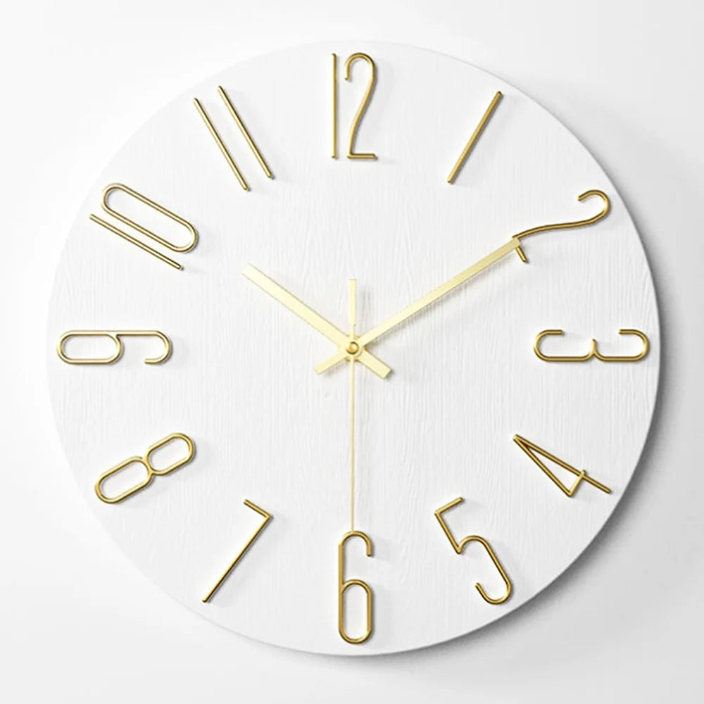 12 inch Minimalist Wall Clock 4mm 3D Numbers Silent Sweep Movement Perfect For Living Room Bedroom