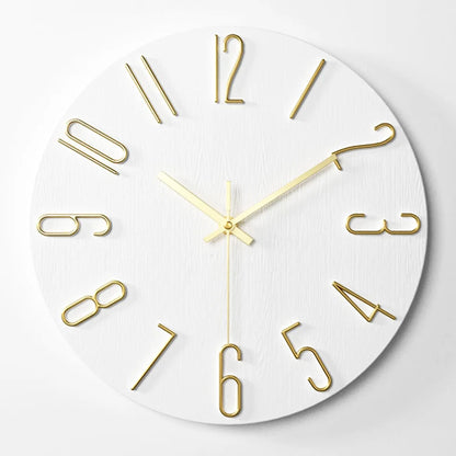 12 inch Minimalist Wall Clock 4mm 3D Numbers Silent Sweep Movement Perfect For Living Room Bedroom