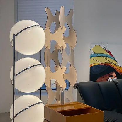 Acrylic Ball LED Floor Lamp Chrome Metal Standing Light Living Room Bedside Hotel Home Decoration