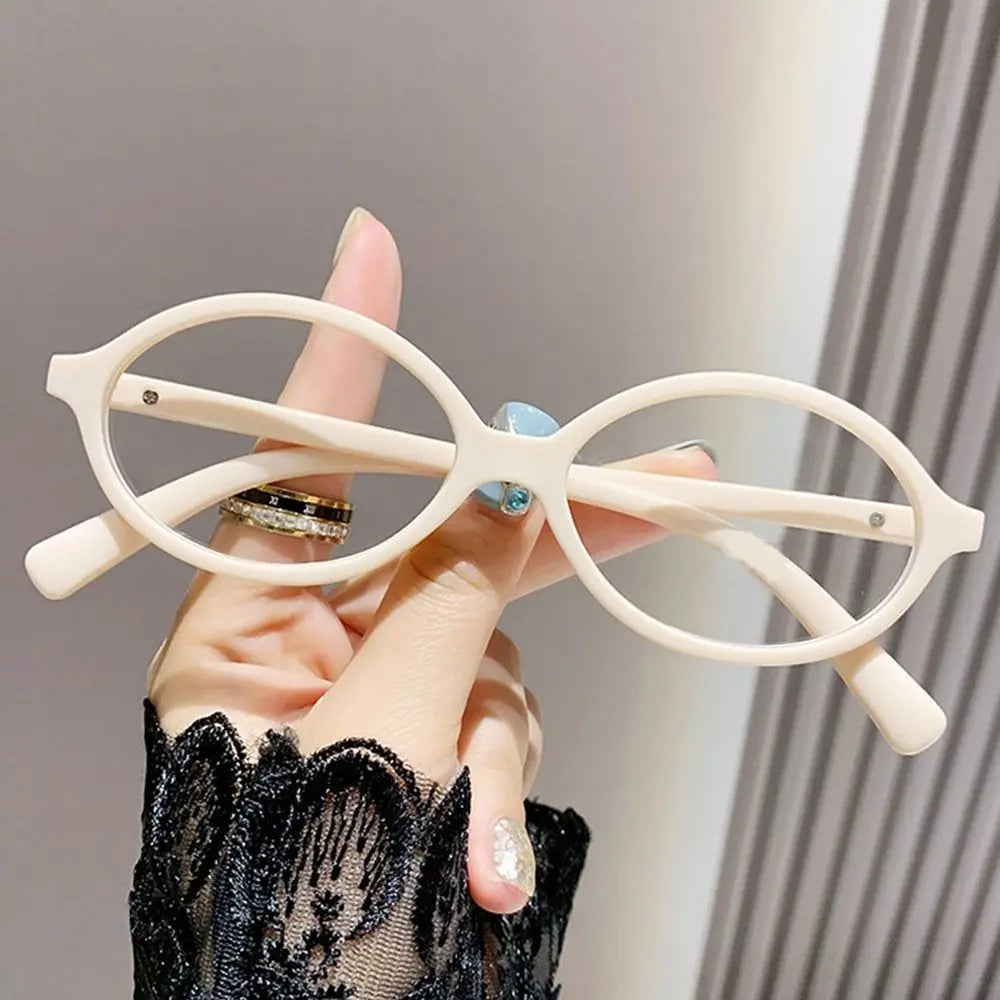 Y2K Retro Oval Frame Glasses Women Female Sweet Cool Eyewear Trend Reading Computer Anti Blue