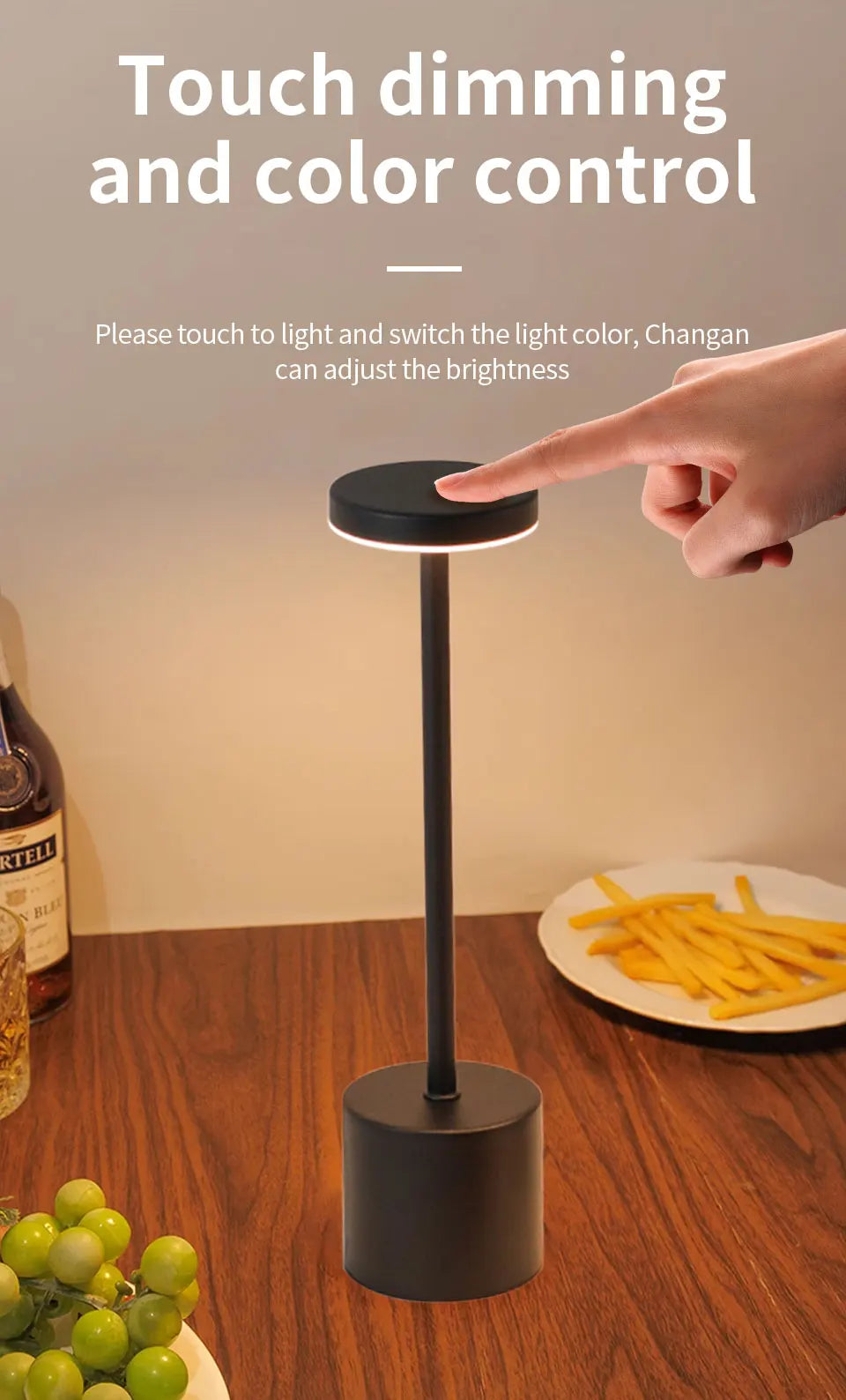 USB Rechargeable Desk Lamp – Touch Stepless Dimmer 3 Colour Modes