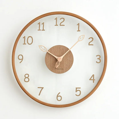 Solid Wood Transparent Glass Wall Clocks Stylish Minimalist Living Room Clock Luxury Creative Home