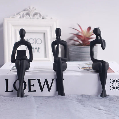 Three-piece Set of Art Figurines for Desktop Decoration Suitable Study Desk or Bookshelf