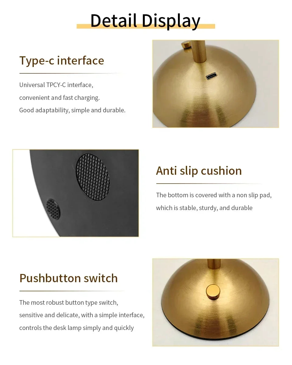 Crystal LED Table Lamp Touch Sensor Rechargeable Night Light Bedroom Bedside Bar Hotel Decor