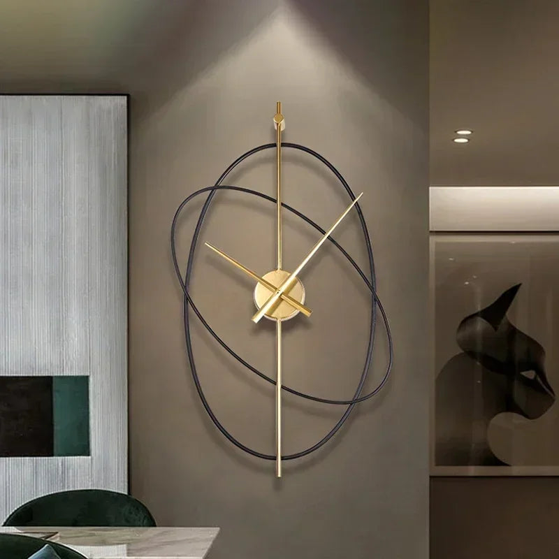Simple Iron Wall Clock Metal Oval Clocks Home Decor Modern Design Art Silent Paint Craft Living