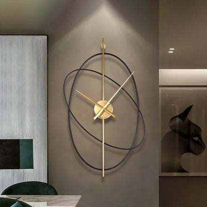 Simple Iron Wall Clock Metal Oval Clocks Home Decor Modern Design Art Silent Paint Craft Living