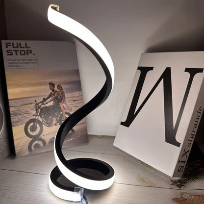 Spiral LED USB Desk Lamp Bedroom Decor Dimmable Indoor Lighting Remote Control Operation